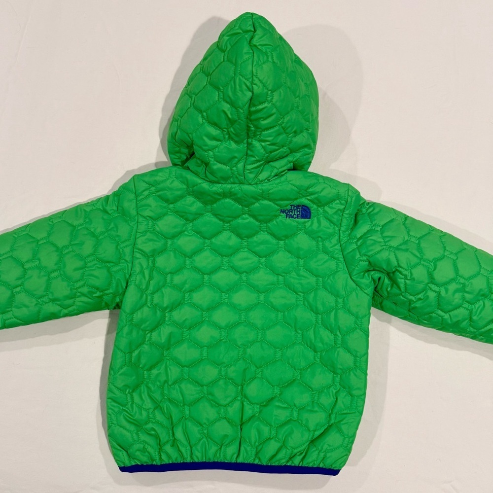 New The North Face Perrito Jacket Boys 18-24M Krypton Green Quilted Reversible - Picture 7 of 8